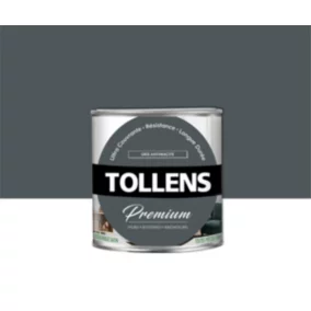 Peinture Tollens premium murs, boiseries et radiateurs gris anthracite satin 0,75L