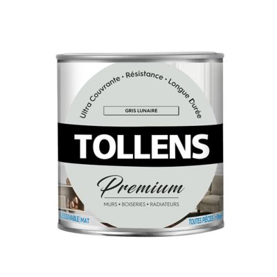 Peinture Tollens premium murs, boiseries et radiateurs gris lunaire mat 0,75L