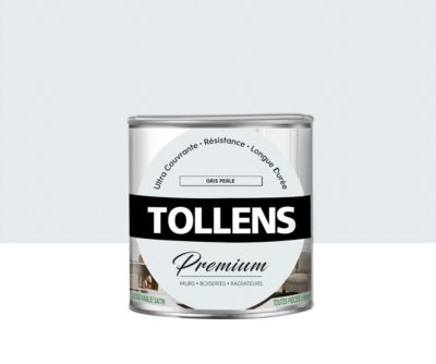 Peinture Tollens premium murs, boiseries et radiateurs gris perlé satin 0,75L