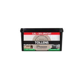 Peinture Tollens premium murs, boiseries et radiateurs gris perlé satin 2,5L +20% gratuit