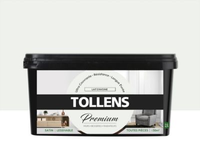 Peinture Tollens premium murs, boiseries et radiateurs lait d'avoine satin 2,5L