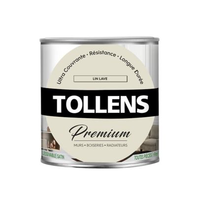 Peinture Tollens premium murs, boiseries et radiateurs lin lavé satin 0,75L