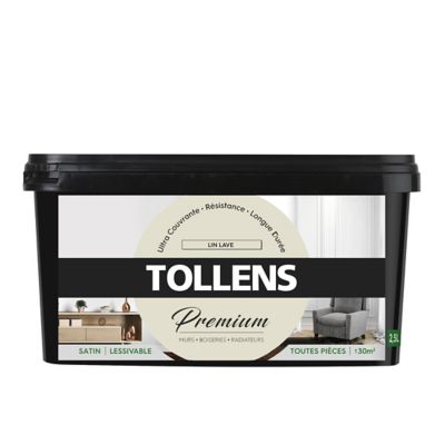 Peinture Tollens premium murs, boiseries et radiateurs lin lavé satin 2,5L