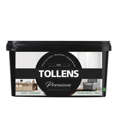 Peinture Tollens premium murs, boiseries et radiateurs noir satin 2,5L