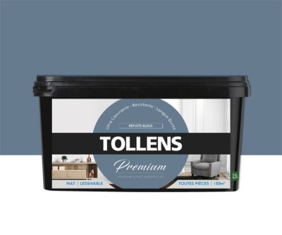 Peinture Tollens premium murs, boiseries et radiateurs reflets bleus mat 2,5L