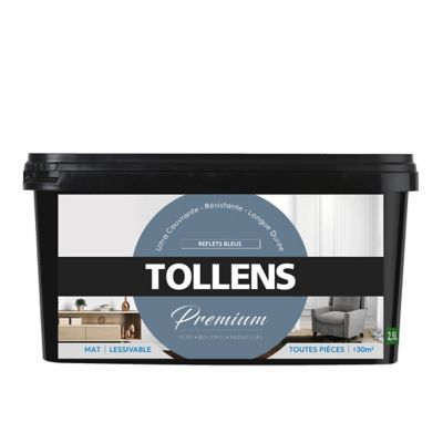 Peinture Tollens premium murs, boiseries et radiateurs reflets bleus mat 2,5L