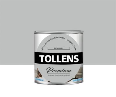 Peinture Tollens premium murs, boiseries et radiateurs reflets gris mat 0,75L