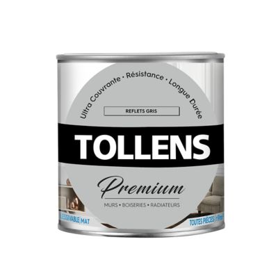 Peinture Tollens premium murs, boiseries et radiateurs reflets gris mat 0,75L