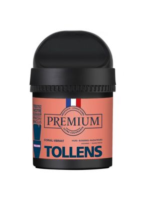 Peinture Tollens premium murs, boiseries et radiateurs rose corail vibrant velours 50ml