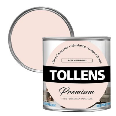 Peinture Tollens premium murs, boiseries et radiateurs rose millennials mat 0,75L