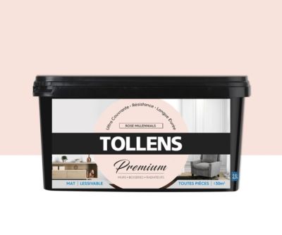 Peinture Tollens premium murs, boiseries et radiateurs rose millennials mat 2,5L