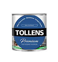 Peinture Tollens premium murs, boiseries et radiateurs satin bleu d'Afrique 750ml