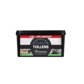 Peinture Tollens premium murs, boiseries et radiateurs satin noir 2,5L +20% gratuit