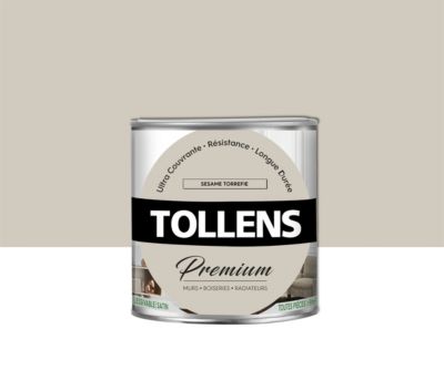 Peinture Tollens premium murs, boiseries et radiateurs sésame torréfié satin 0,75L