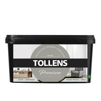 Peinture Tollens premium murs, boiseries et radiateurs so chic satin 2,5L
