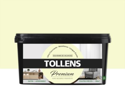 Peinture Tollens premium murs, boiseries et radiateurs souvenirs de vacances satin 2,5L