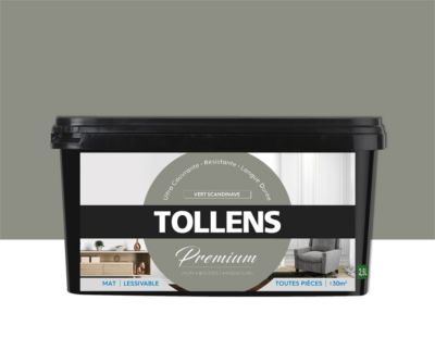 Peinture Tollens premium murs, boiseries et radiateurs vert scandinave mat 2,5L
