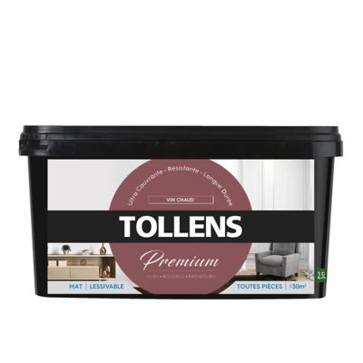 Peinture Tollens premium murs, boiseries et radiateurs vin chaud mat 2,5L