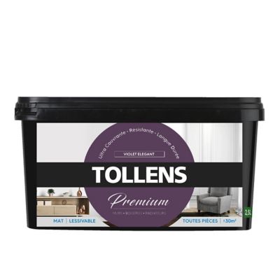 Peinture Tollens premium murs, boiseries et radiateurs violet élégant mat 2,5L