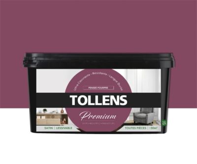 Peinture Tollens premium murs, boiseries et radiateurs violet pensée pourpre satin 2,5L