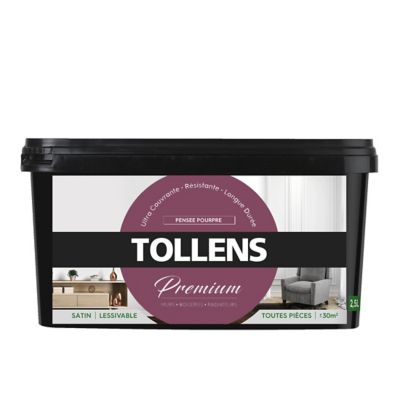 Peinture Tollens premium murs, boiseries et radiateurs violet pensée pourpre satin 2,5L