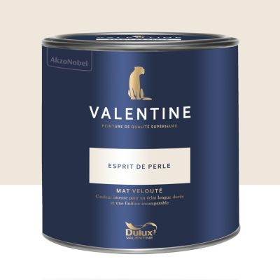 Peinture Valentine murs et boiseries Dulux Valentine blanc esprit de perle velouté mat 2L