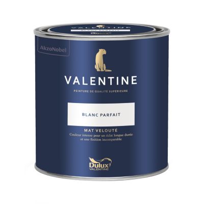 Peinture Valentine murs et boiseries Dulux Valentine blanc parfait velouté mat 0,5L