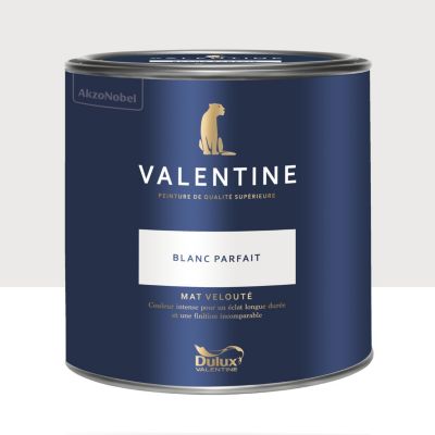 Peinture Valentine murs et boiseries Dulux Valentine blanc parfait velouté mat 2L