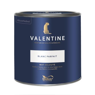 Peinture Valentine murs et boiseries Dulux Valentine blanc parfait velouté mat 2L