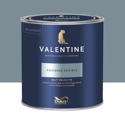 Peinture Valentine murs et boiseries Dulux Valentine bleu équinoxe paisible velouté mat 0,5L