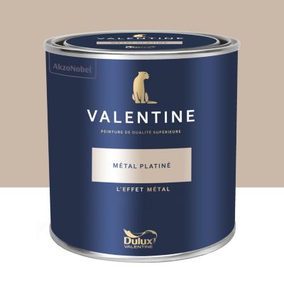 Peinture Valentine murs et boiseries Dulux Valentine effet beige métal platiné 1L