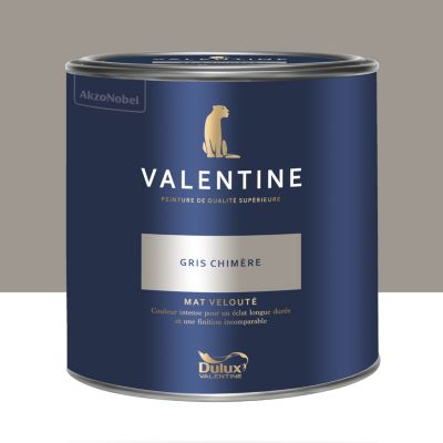 Peinture Valentine murs et boiseries Dulux Valentine gris chimère velouté mat 2L