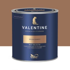 Peinture Valentine murs et boiseries Dulux Valentine marron brun dandy velouté mat 0,5L