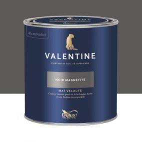 Peinture Valentine murs et boiseries Dulux Valentine noir magnétite velouté mat 0,5L