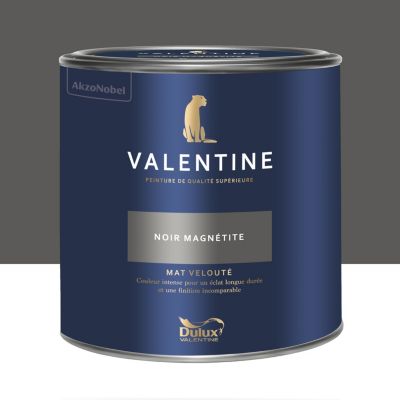 Peinture Valentine murs et boiseries Dulux Valentine noir magnétite velouté mat 2L
