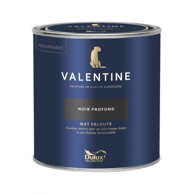 Peinture Valentine murs et boiseries Dulux Valentine noir profond mat velouté 0,5L