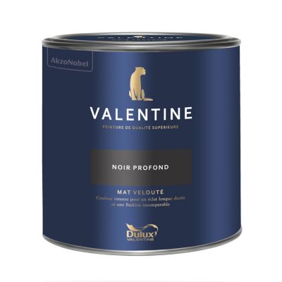 Peinture Valentine murs et boiseries Dulux Valentine noir profond velouté mat 2L