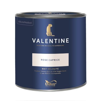 Peinture Valentine murs et boiseries Dulux Valentine rose caprice velouté mat 2L