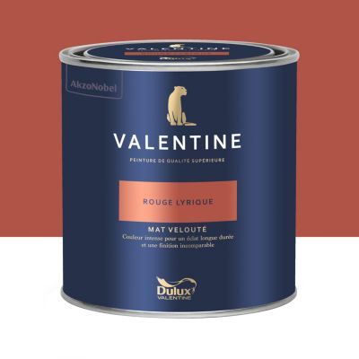 Peinture Valentine murs et boiseries Dulux Valentine rouge lyrique velouté mat 0,5L
