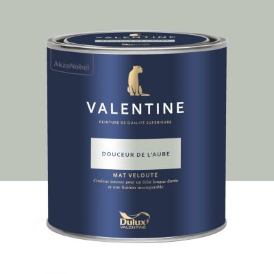 Peinture Valentine murs et boiseries Dulux Valentine vert douceur de l'aube velouté mat 0,5L