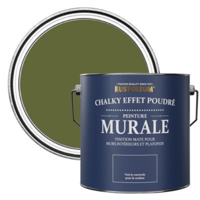 Peinture Verte pour Murs et Plafonds mat profond Chalky - RUST-OLEUM - Jasper 2,5L
