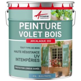 Peinture volet bois extérieur - Laque effet tendu longue durée Bleu Pastel - RAL 5024 - 2.5 L - ARCANE INDUSTRIES