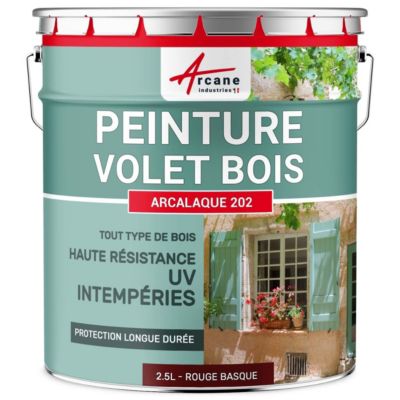 Peinture volet bois extérieur - Laque effet tendu longue durée Rouge basque - Proche RAL 3011 - 2.5 L - ARCANE INDUSTRIES
