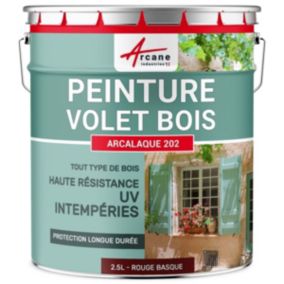 Peinture volet bois extérieur - Laque effet tendu longue durée Rouge basque - Proche RAL 3011 - 2.5 L - ARCANE INDUSTRIES