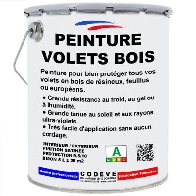 Peinture Volets Bois - 5 L   - Codeve Bois - RAL 3000 - Rouge feu