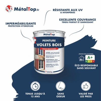Peinture Volets Bois - Rouge basque - RAL 3004 - 1 L - Métaltop
