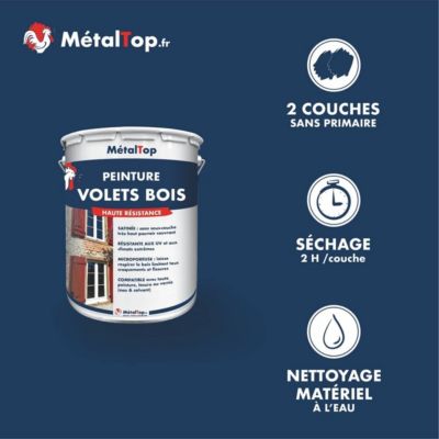 Peinture Volets Bois - Rouge basque - RAL 3004 - 15 L - Métaltop