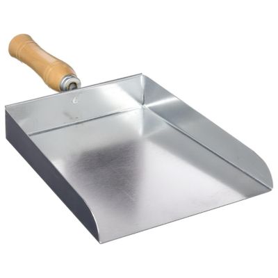 Pelle à cendre, charbon pour cheminée, Ramasse poussière avec petite manche en Acier/Bois couleur  Gris - 23,5 x 20 cm