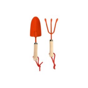 Pelle et petit râteau de jardin enfant coloris orange - Esschert Design