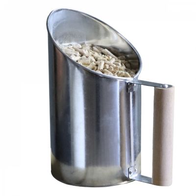 Pelle à granulés, pellets en fer de zinc et poignée en bois - 1.5L - Gris - Linxor